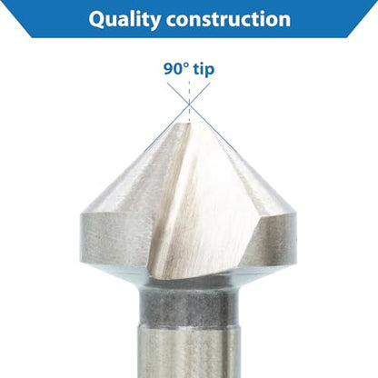 TJR® Countersink 90° set of 6 pieces 1/4", 1/3", 2/5", 1/2", 2/3", 4/5" HSS (4241) Coated, for chamfering