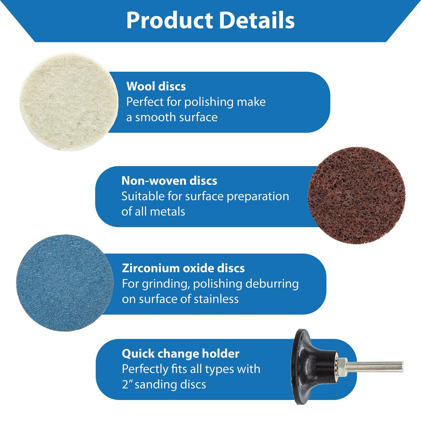 TJR® 2" Quick Change Discs Type "R" 35PCS Set with 1/4" Holder Roll Lock type for Die Grinder – Ideal for Surface Conditioning, Burr Removal, Deburring, Grinding, Polishing, Rust and Paint Removal