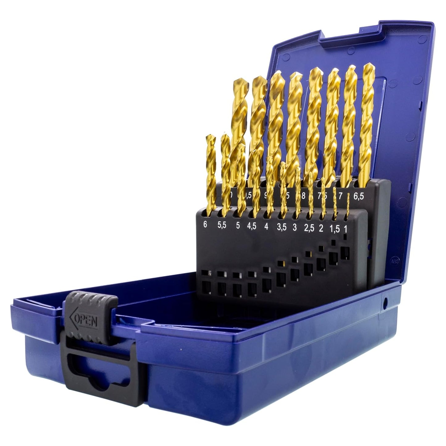 TJR® HSS TiN Twist Drill Bit Set 19 Pieces 1-10mm 0.5mm Steps Self-Centering Metal Drill Bit DIN 338 Type N 118°, for Stainless Steel, Steel, Aluminum